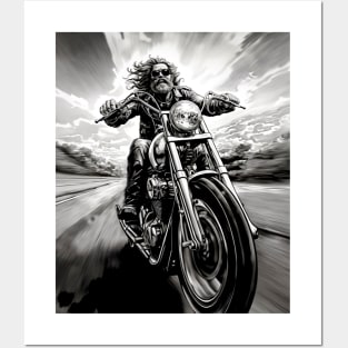 Motorcycle Ride: Two Wheel Freedom "I’m Not Always Grumpy Sometimes I’m on My Motorcycle" on a Dark Background Posters and Art